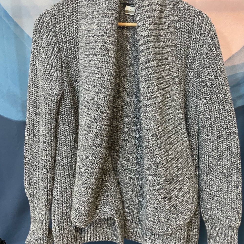 J. Crew Heather Gray Women's Grandpa Core Open Front Knit Sweater